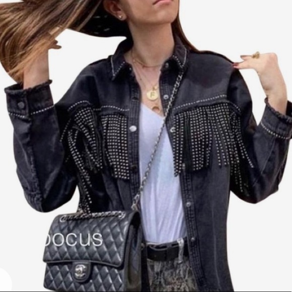 zara fringe denim jacket